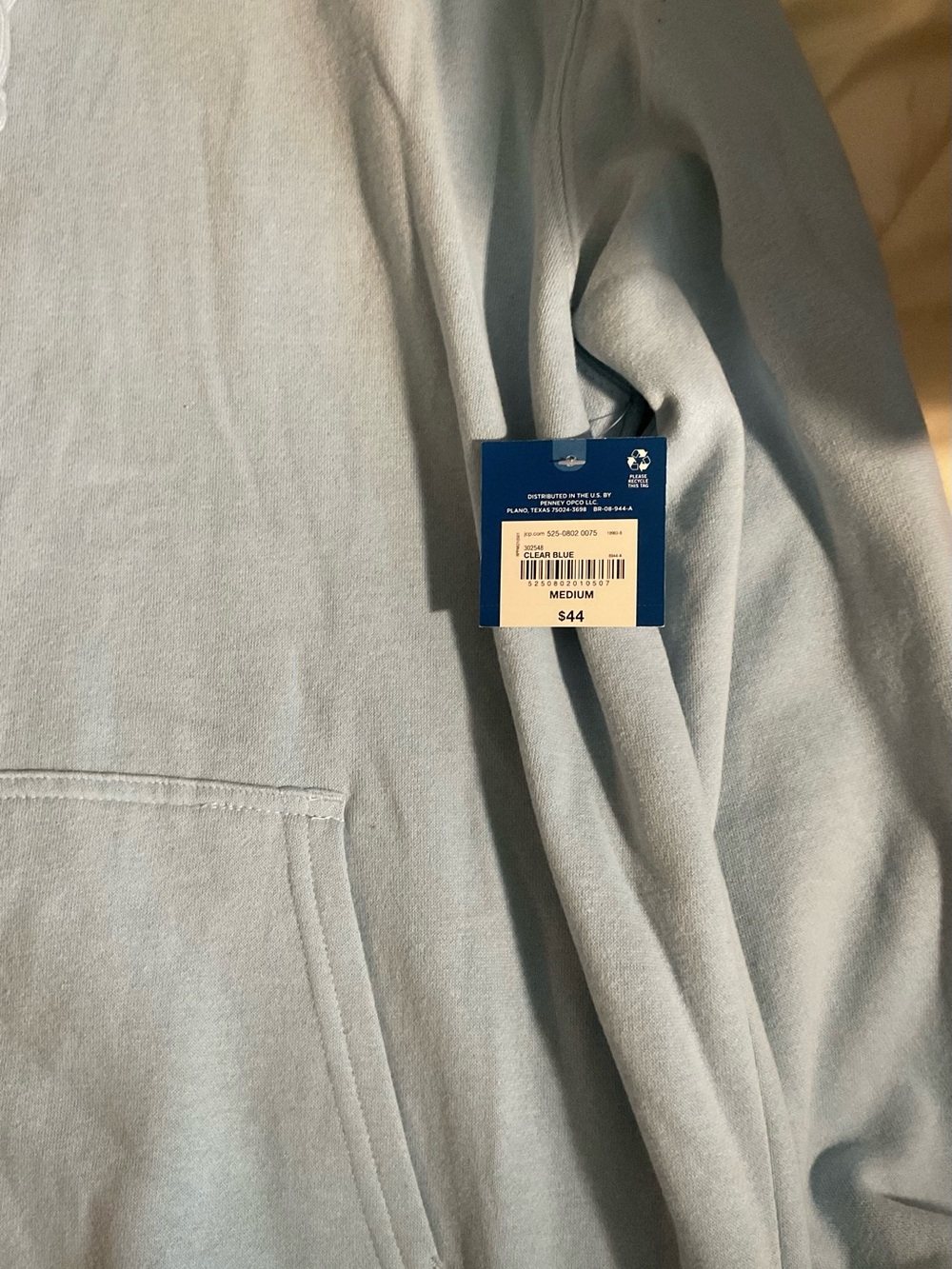 NWT Arizona Jean Company Clear Blue Crewneck Hoodie - Picture 2 of 4